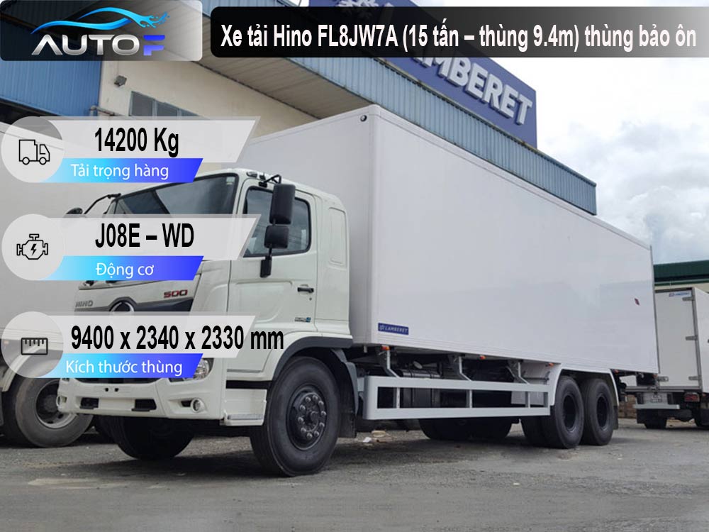 Xe tải Hino FL8JW7A (15 tấn – thùng 9.4m) thùng bảo ôn